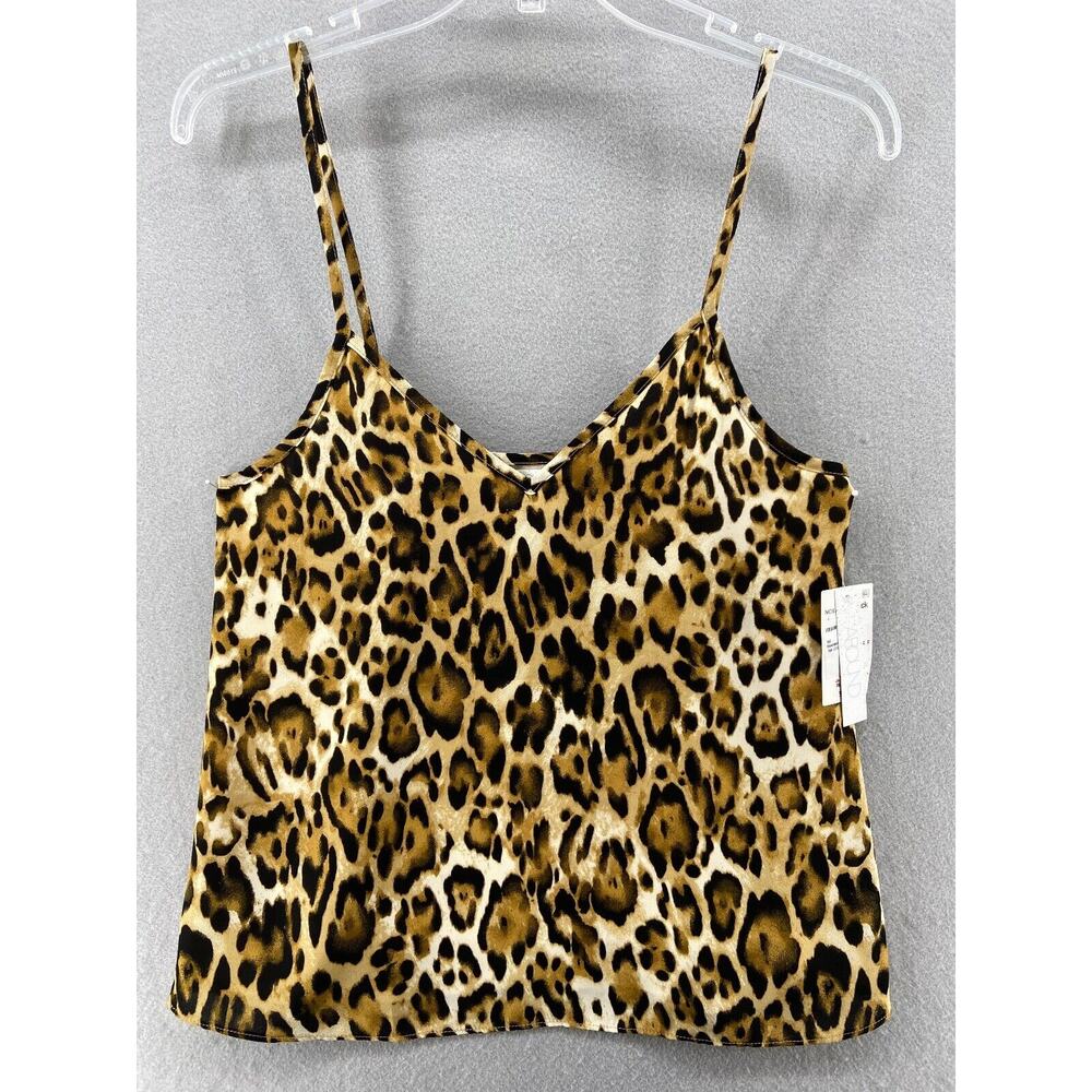 NWT ABOUND Cami‎ Womens Small Tank Black Tan Leopard Print Adjustable Strap $29